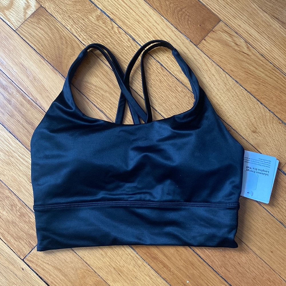 NWT - Lululemon Energy Longline Bra *Foil Black - size 4
